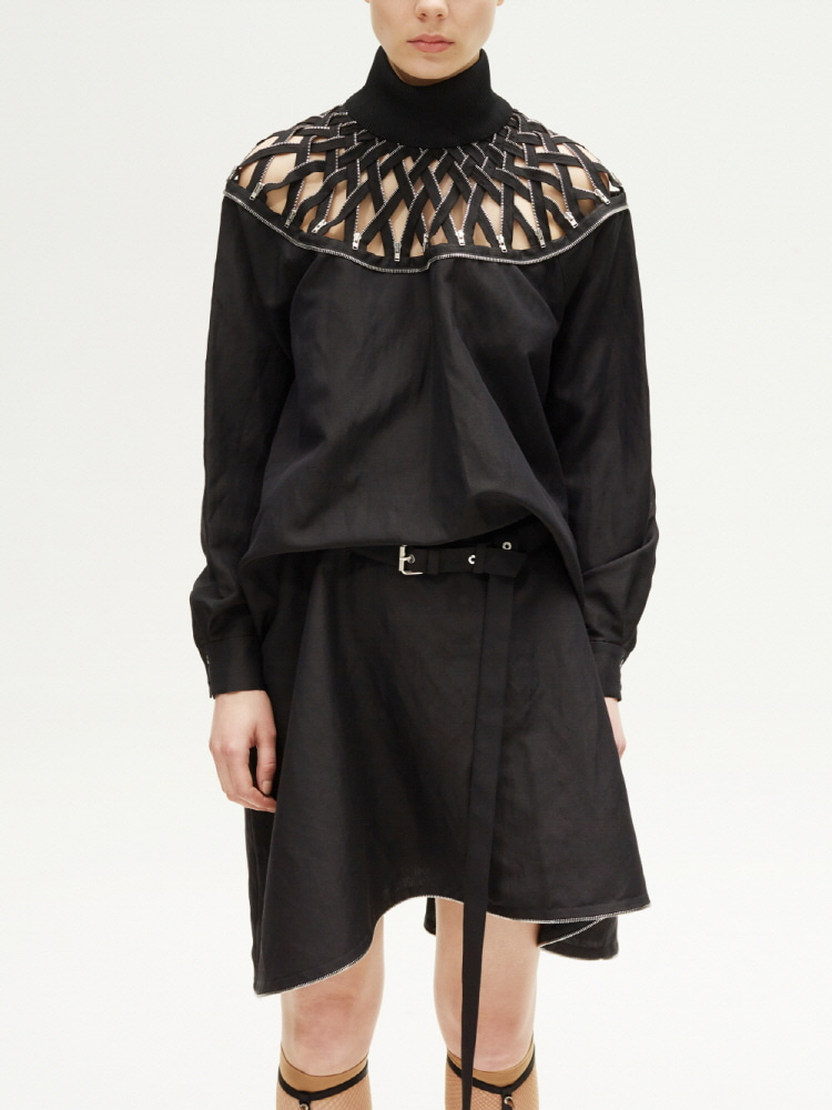 BLACK DENDER DRESS &amp; BELT  레나 루멜스키 블랙 덴더 드레스 &amp; 벨트 - 아데쿠베