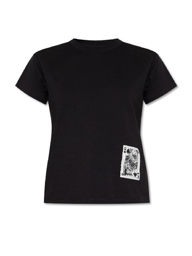 BLACK WHITE CARD GRAPHIC PATCH T-SHIRTS  MM6 블랙 화이트 카드 그래픽 패치 티셔츠 - 아데쿠베