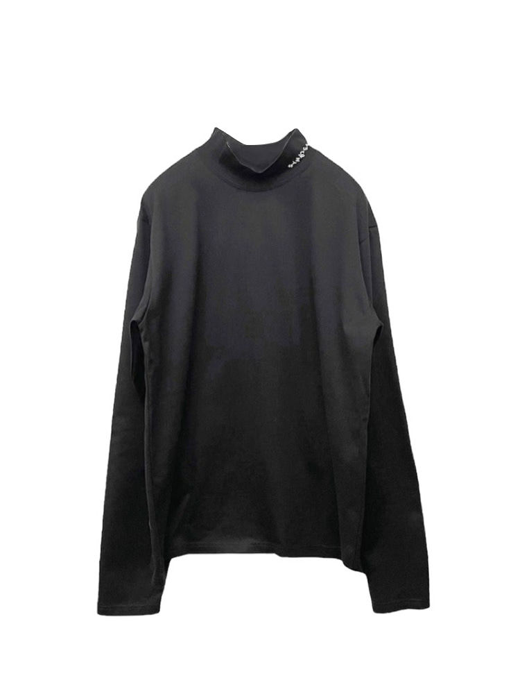 BLACK HIGHNECK LONG T-SHIRT  티에이치 블랙 하이넥 롱 티셔츠 - 아데쿠베
